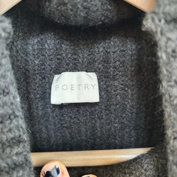 Poetry Black Wool Cotton Blend Sweater Classic Prep Chunky Fits like Medium - Picture 5 of 6